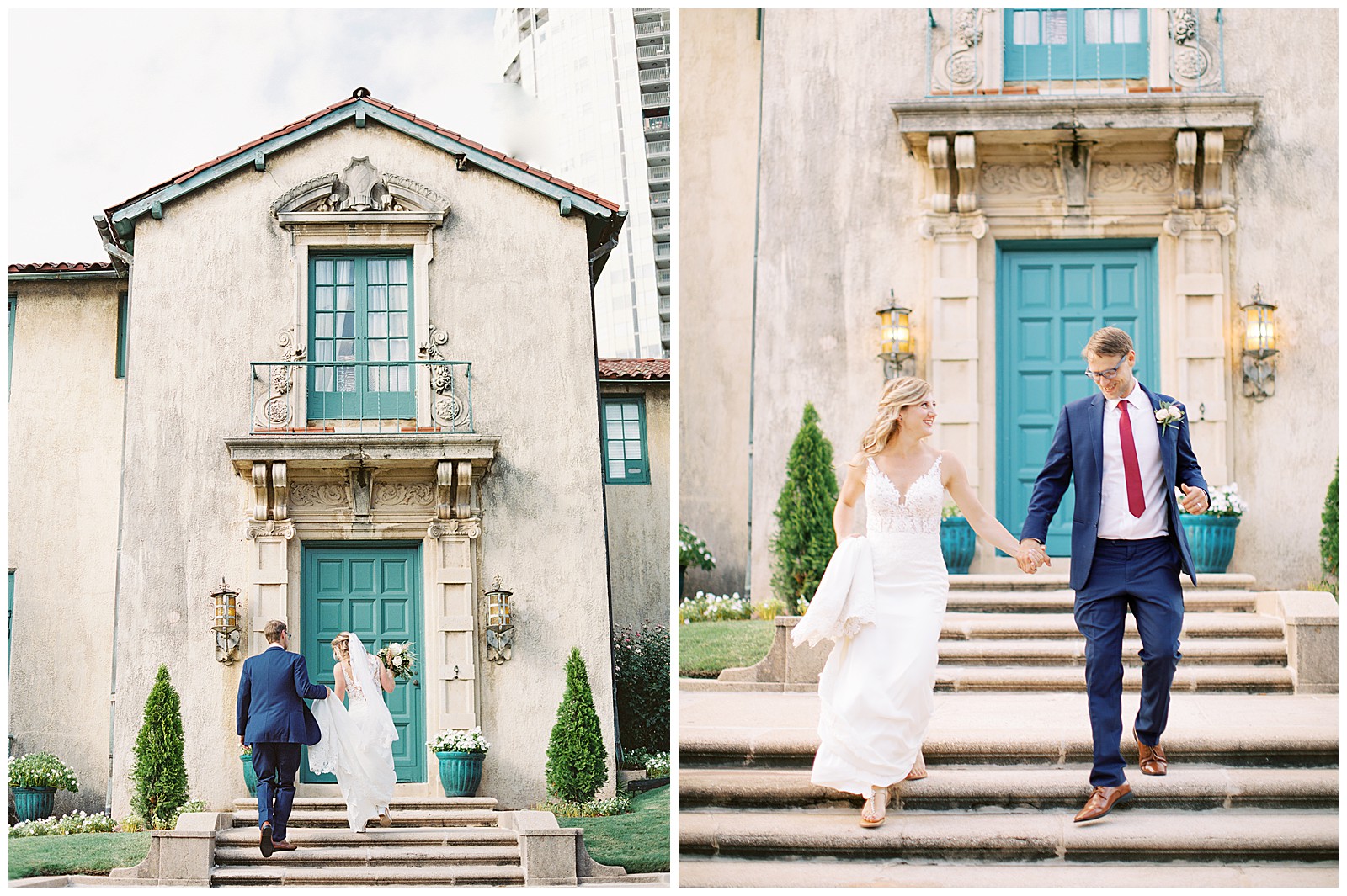 dresser-mansion-wedding-tulsa-wedding-photographer-bride-and-groom-on-stair-case-candid-wedding-photos